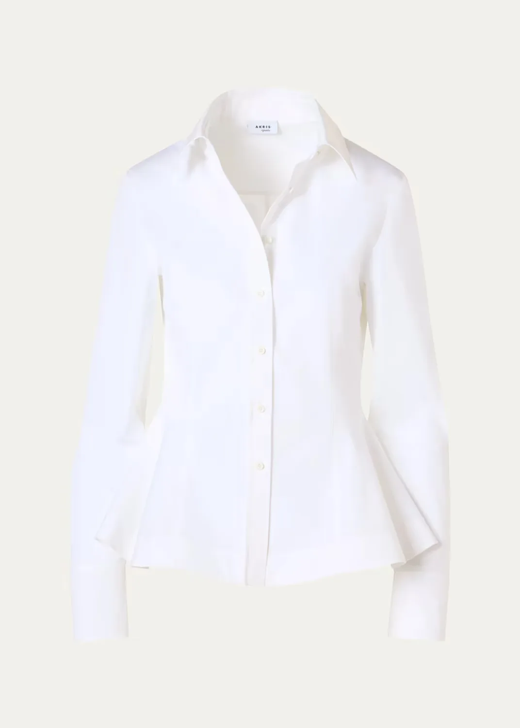 Peplum Cotton Button-Front Blouse by Akris Punto