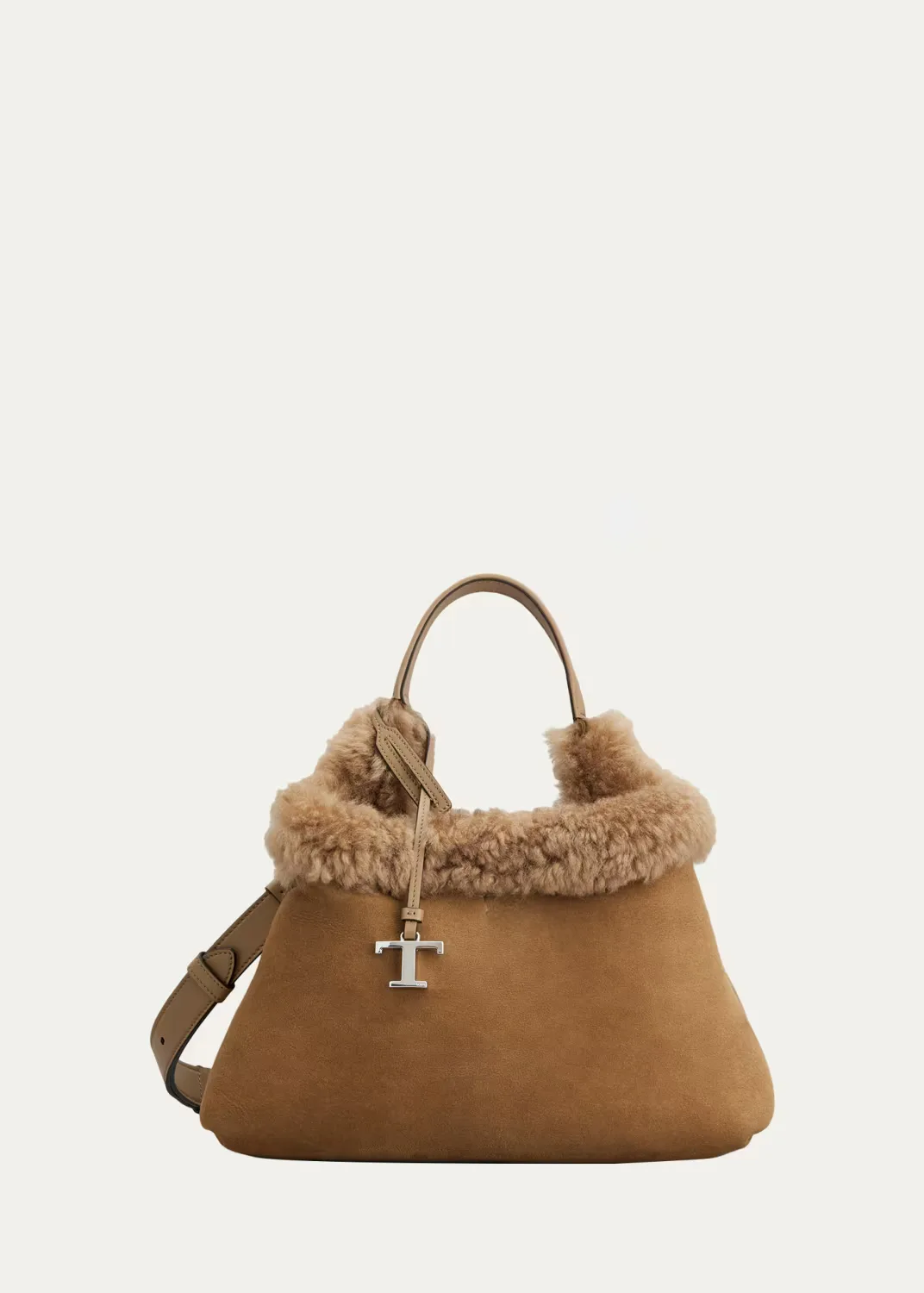 Apa Small Suede & Shearling Top Handle Bag by Tod's