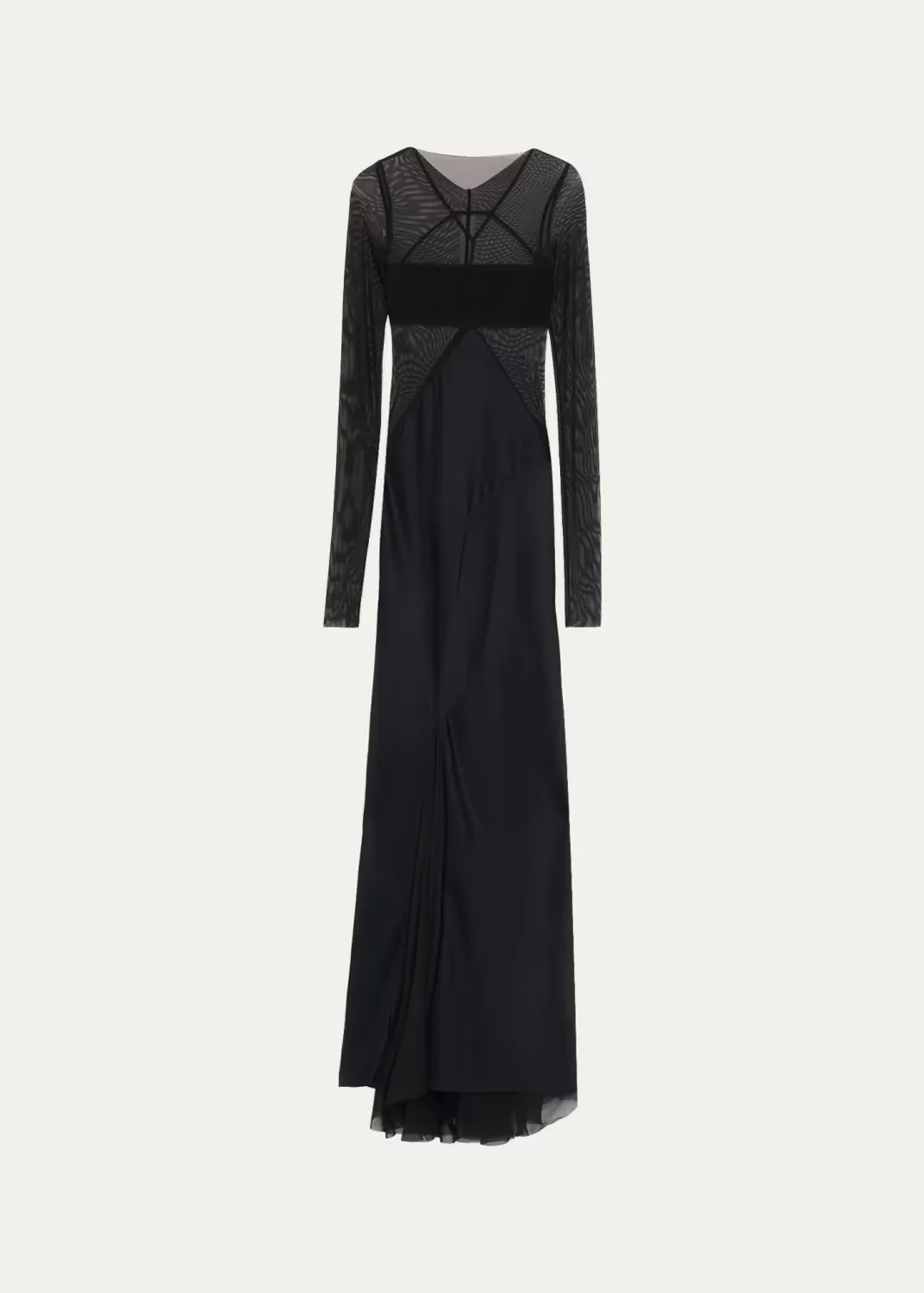 Semi-Sheer Seamed Combo Gown by Rick Owens