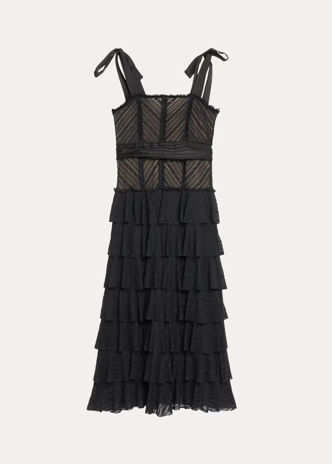 Sabrina Lace Tie-Shoulder Midi Dress