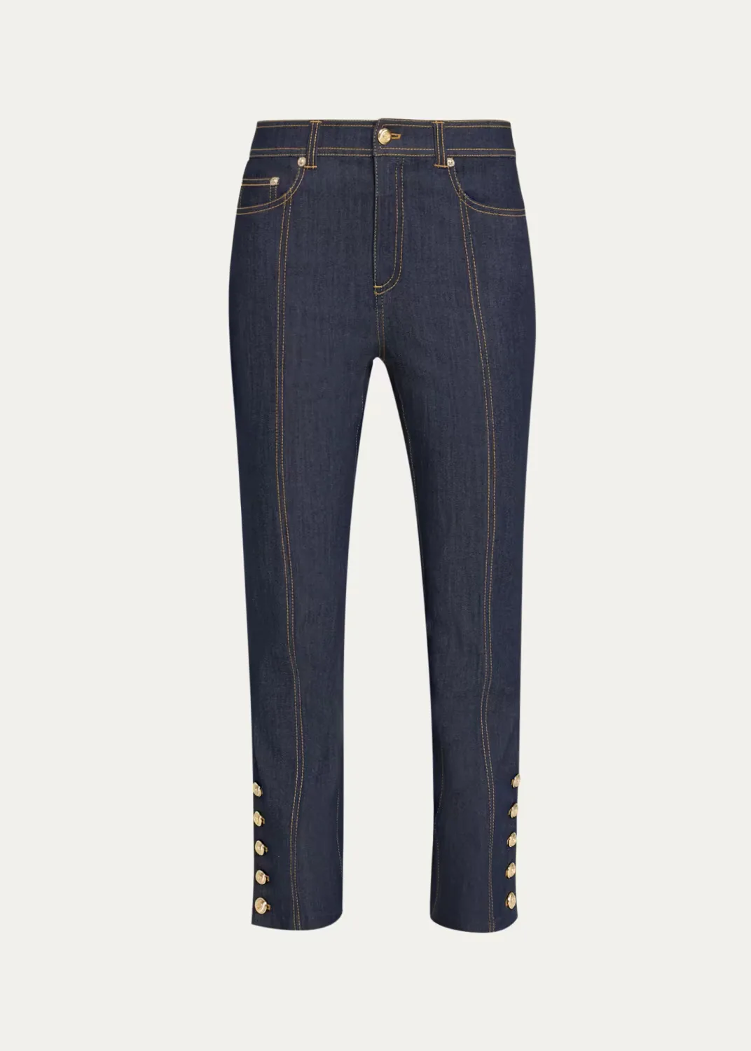 Maggie Button-Embellished Bootcut Jeans by Cinq  Sept