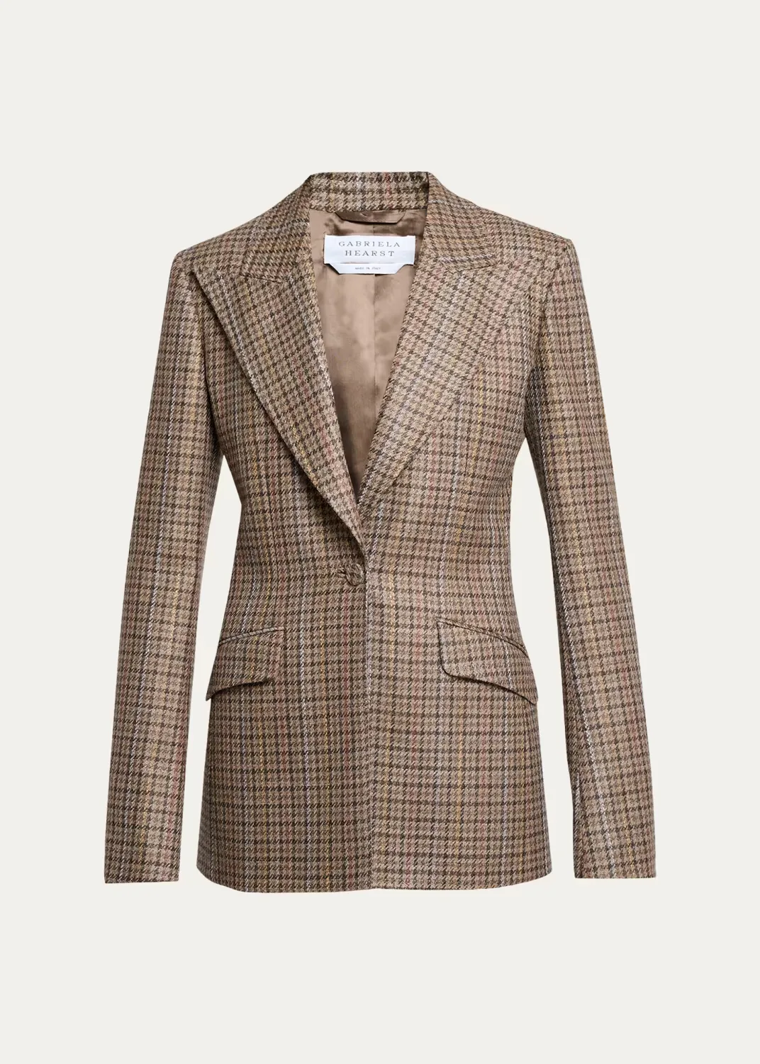 Leiva Wool-Cashmere Houndstooth Single-Breasted Blazer Jacket by Gabriela Hearst