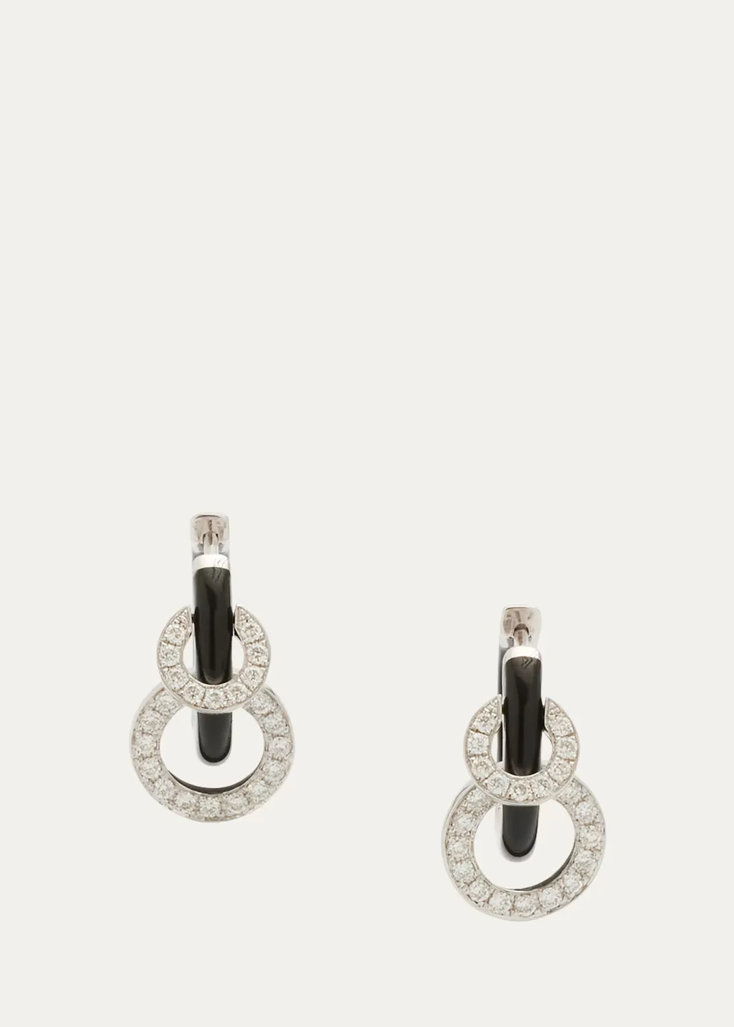 Oui Earrings with Black Enamel and White Diamonds in 18K White Gold by Nikos Koulis