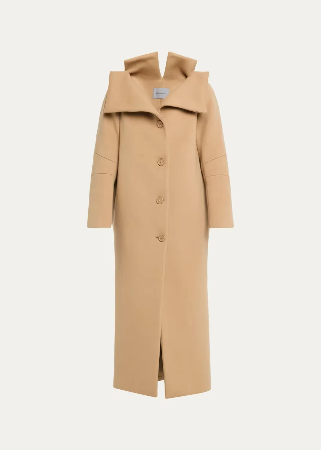 Architectural Vareuse Collar Wool Long Coat by Balenciaga