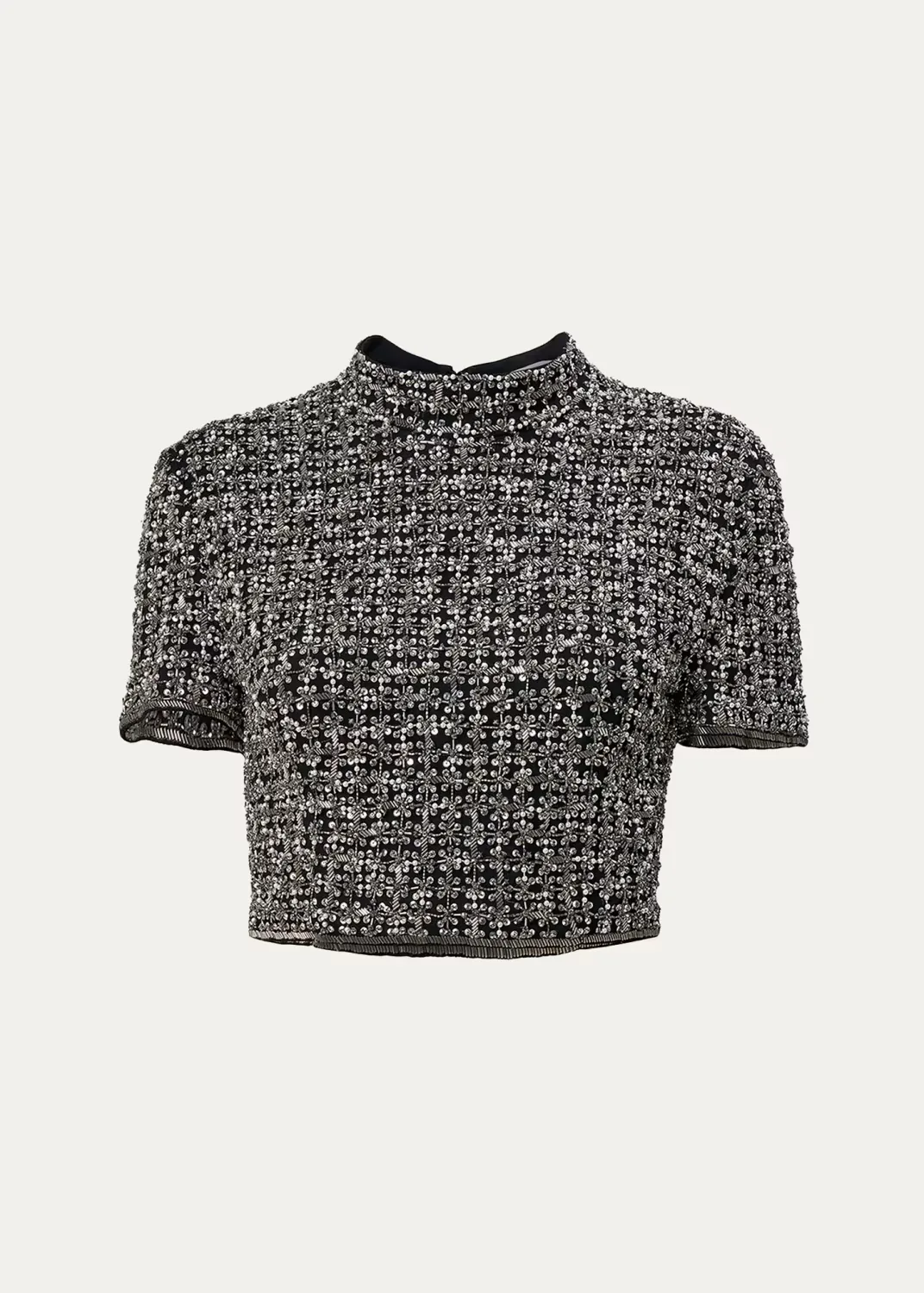 Embellished Cropped Mock-Neck Top by Carolina Herrera