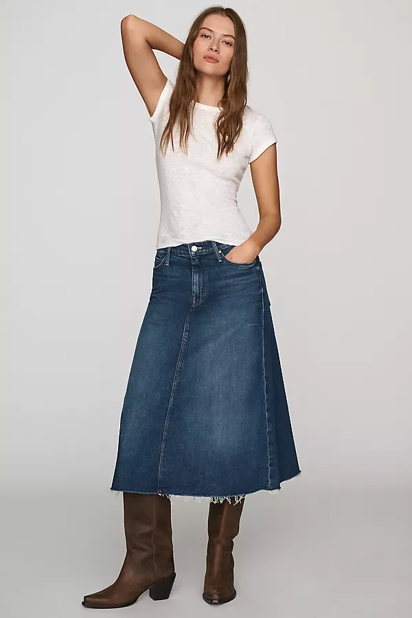 The Circle Denim Midi Skirt by MOTHER