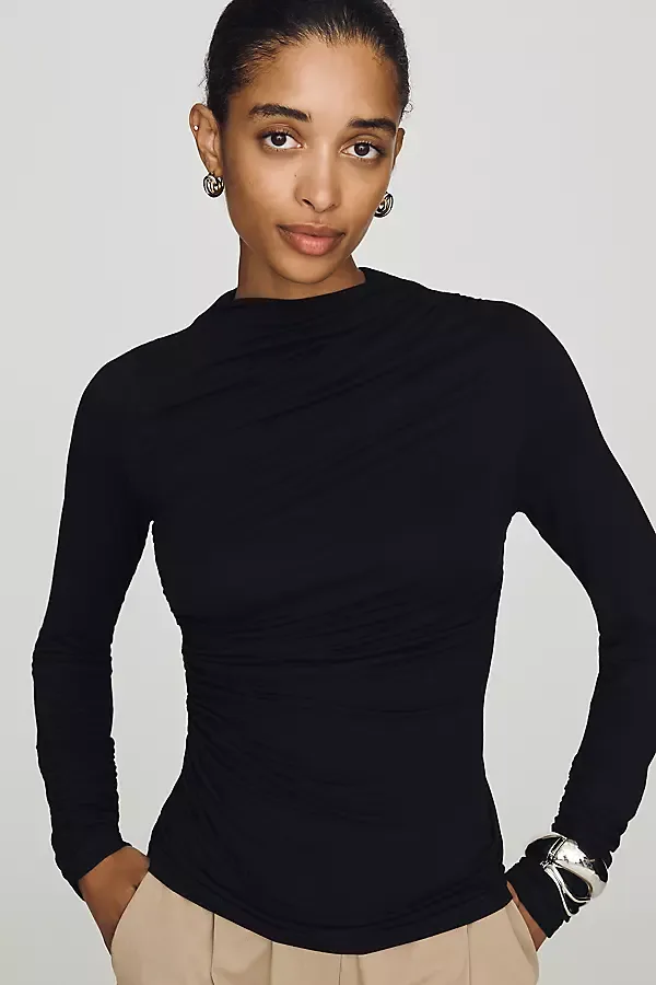 Ruched Long-Sleeve Top by Walter Baker