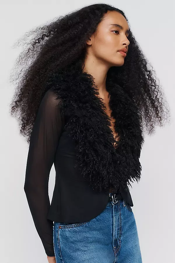 Nymia Fur Collar Long Sleeve Top by AFRM