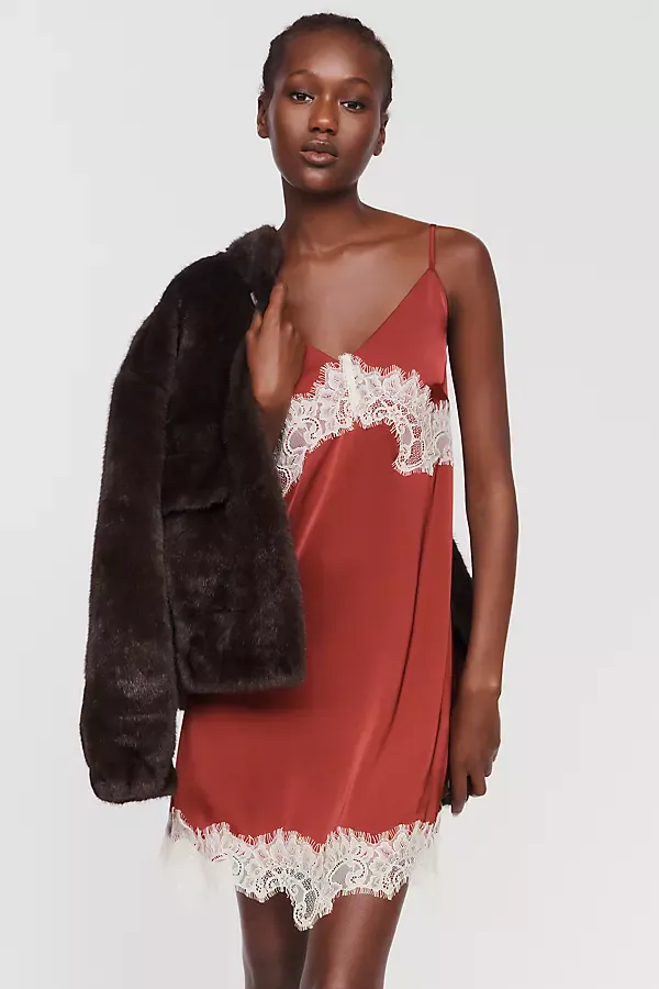 Lara Lace-Trim Mini Slip Dress by RMN