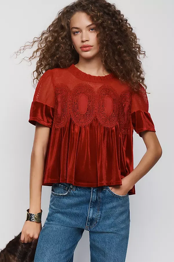Velvet Scallop Top by En Elly
