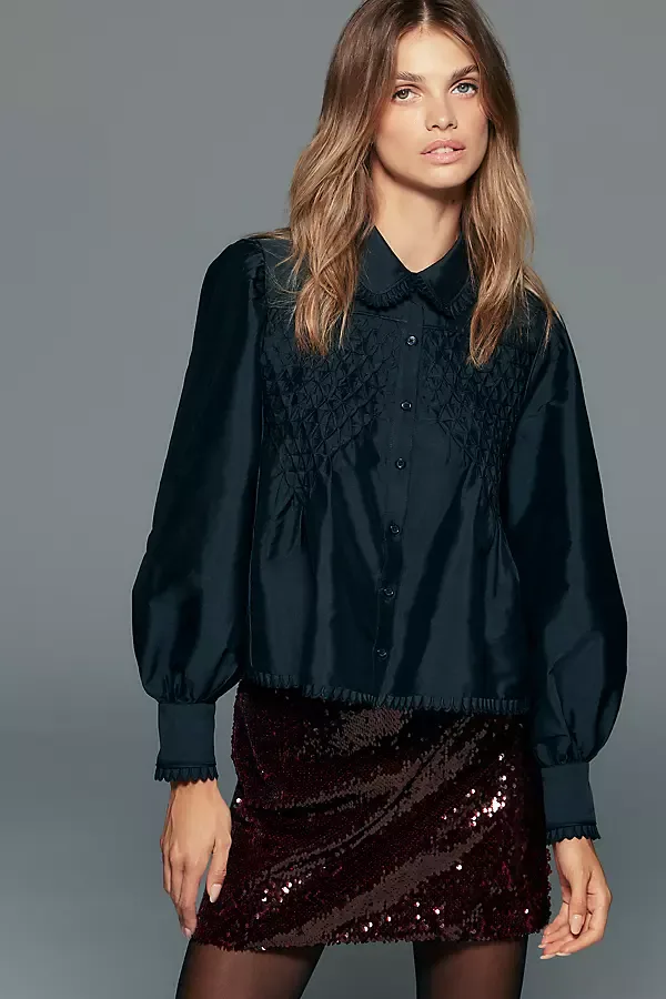 Smocked Puff Sleeve Blouse by Maeve