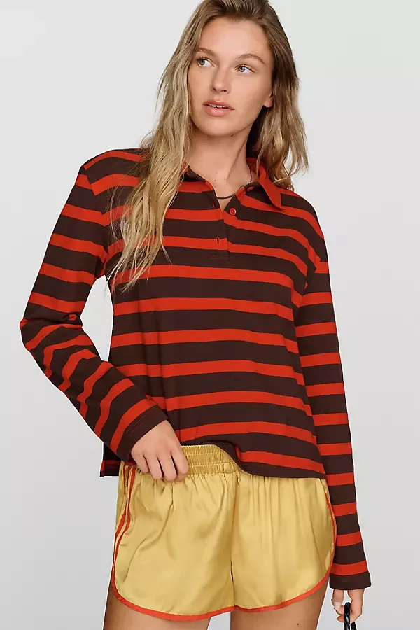 Cotton Blend Collared Rugby Top by English Factory