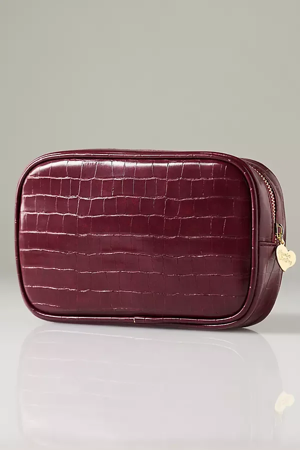 Frasier Sterling Croc Cosmetic Bag Cranberry by Anthropologie