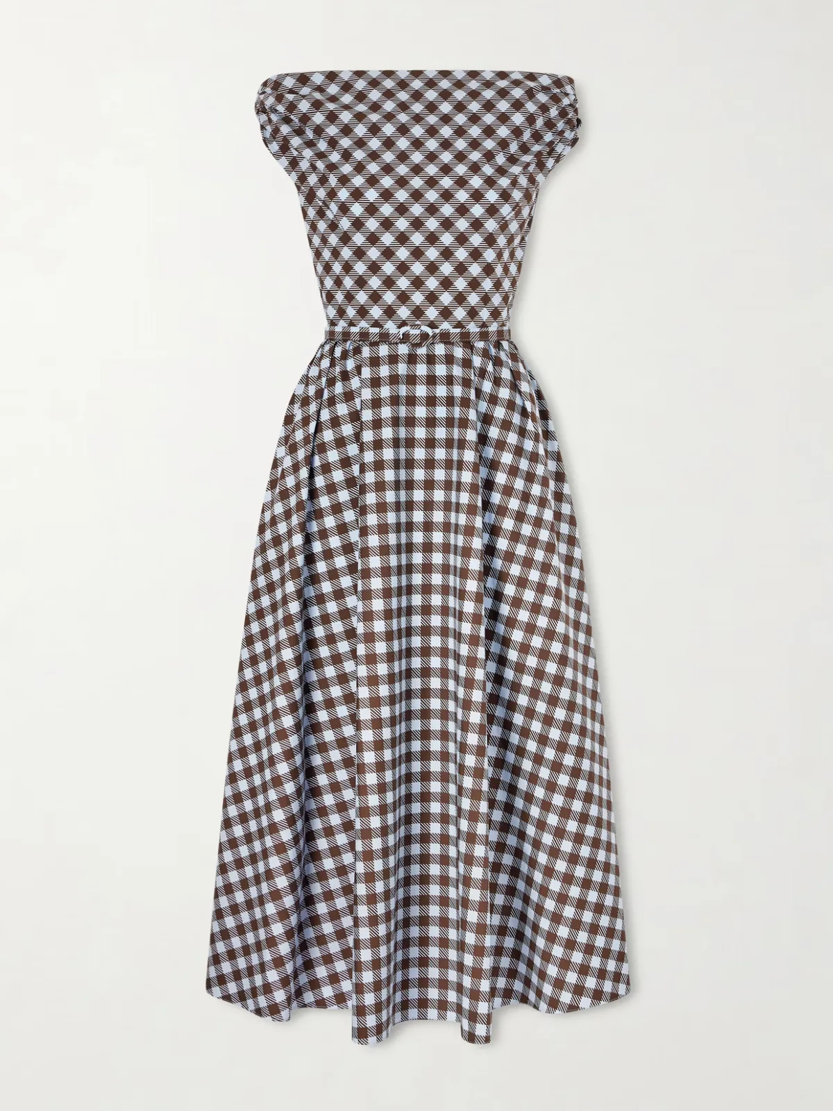 - Off-the-shoulder Gingham Cotton-blend Poplin Midi Dress -