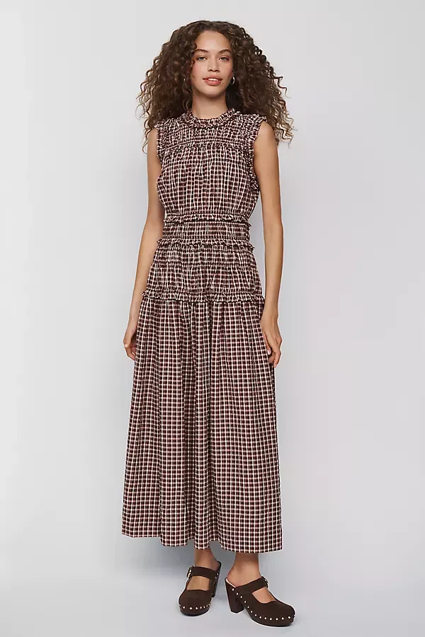 Sleeveless Smocked Maxi Dress by RAISONNEL