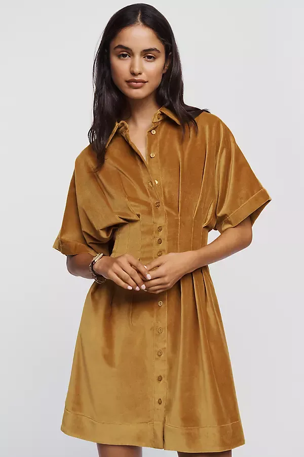 Tobie Velvet Mini Shirtdress by Exquise
