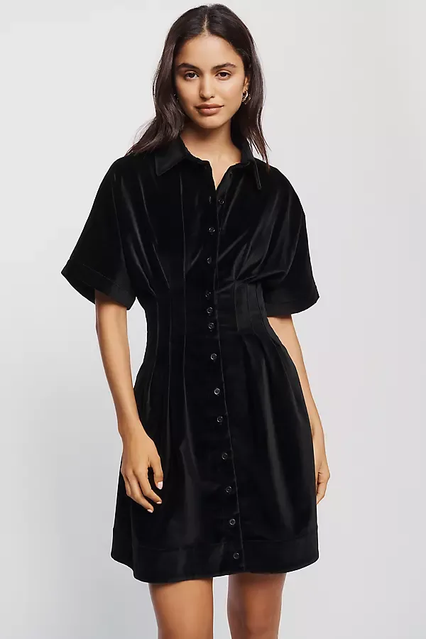 Tobie Velvet Mini Shirtdress