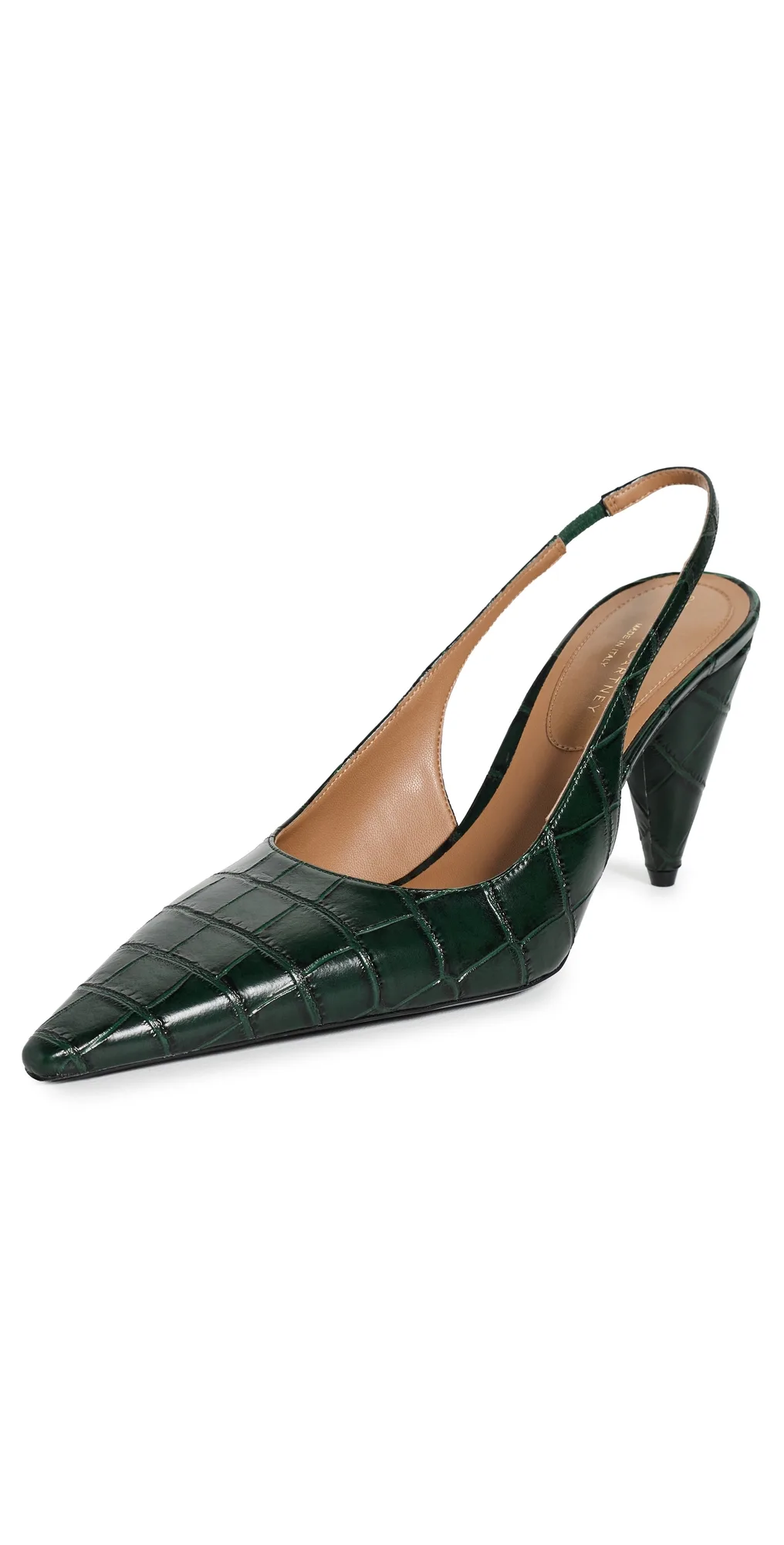 Croc-Embossed Faux Leather Cone-Heel Slingback Pumps by Stella McCartney