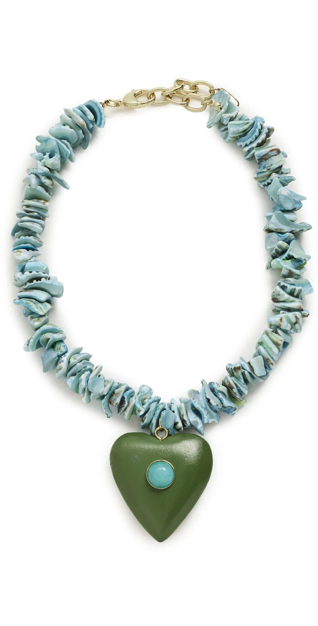 Beaded Green Heart Necklace by Logan Tay