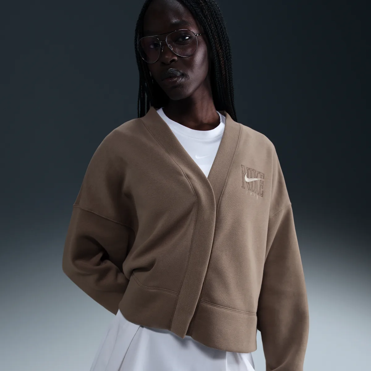 Sportswear Phoenix Fleece Over-Oversized Graphic Cardigan by Nike