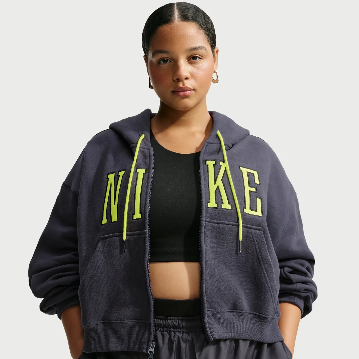Studio Fleece Medium Weight Oversized Full-Zip Cropped Hoodie by Nike
