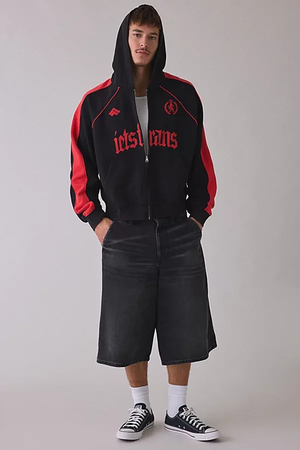 Iets Frans Gothic Logo Paneled Full Zip Hoodie Sweatshirt by iets frans...