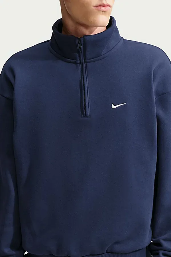 Nike Solo Swoosh Logo Quarter-Zip Sweatshirt by Nike