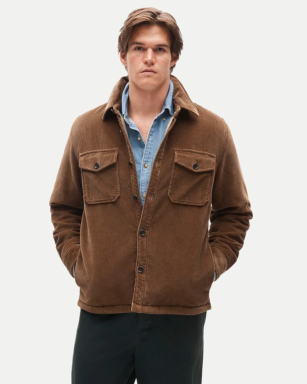 Sherpa-Lined Corduroy Shirt-Jacket by J.Crew