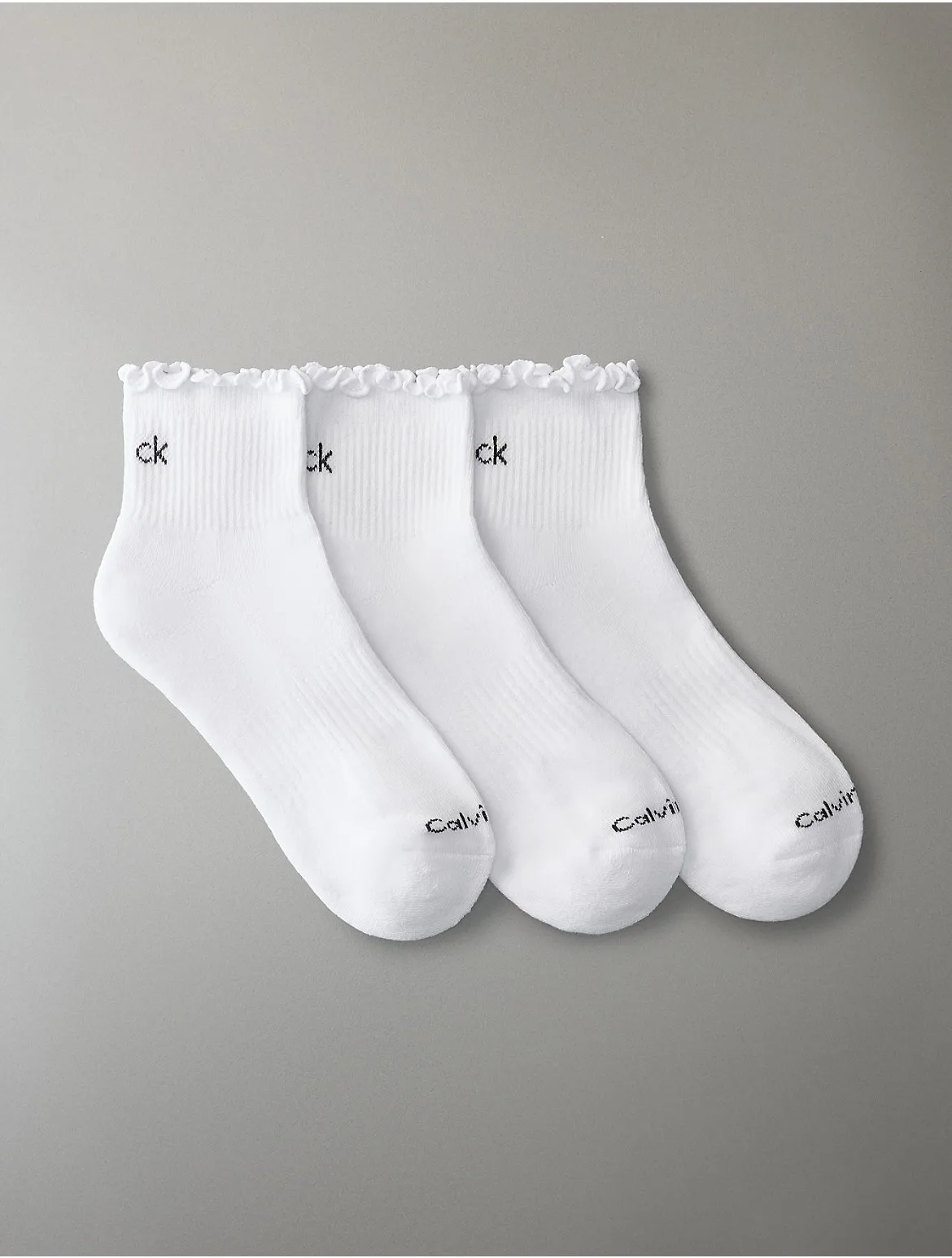 Ruffle Cushion 3-Pack Quarter Socks by Calvin Klein