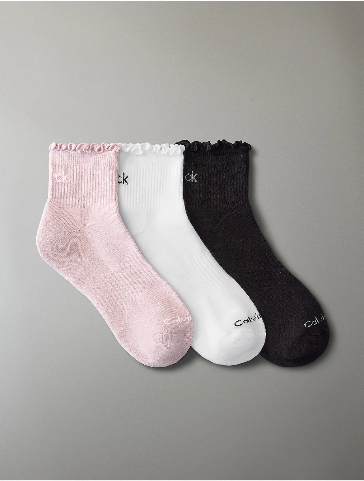 Ruffle 3-Pack Quarter Socks by Calvin Klein