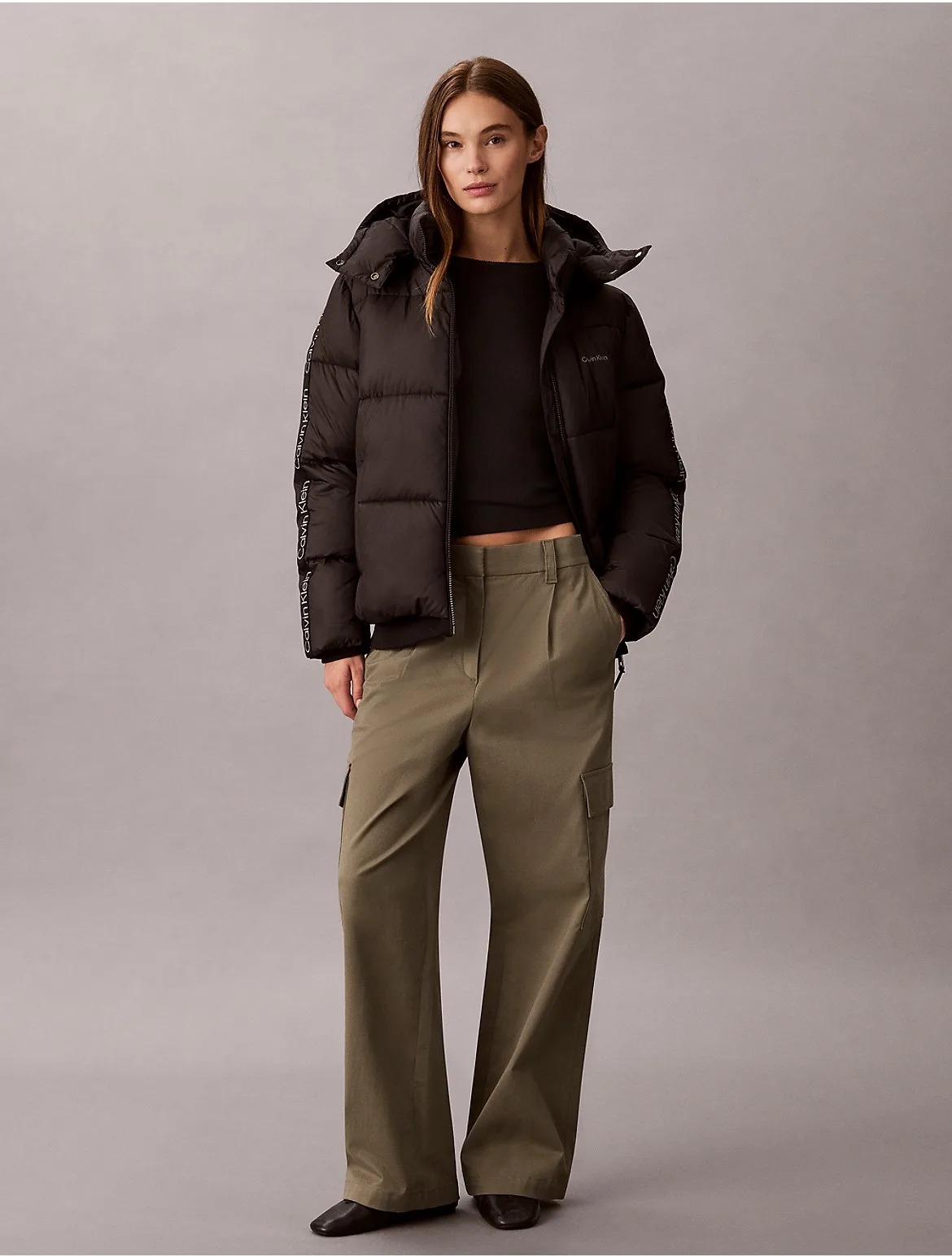 Logo Tape Puffer Jacket by Calvin Klein