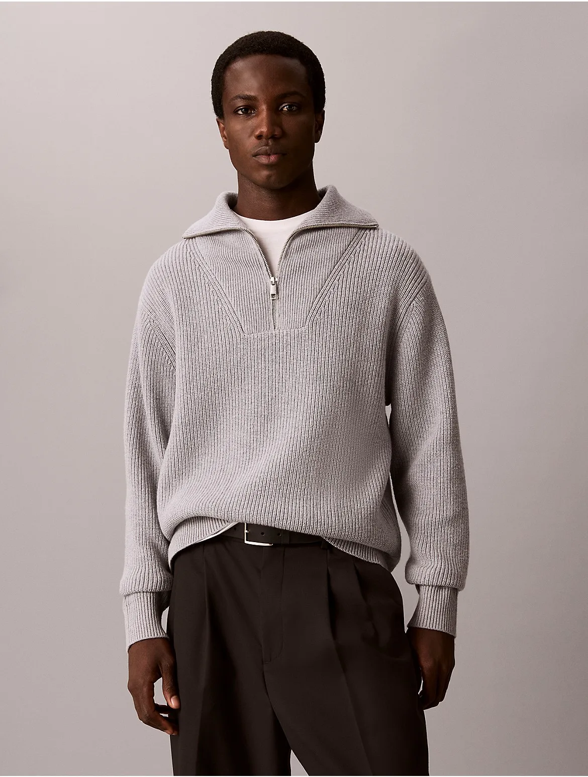 Cotton Wool Quarter Zip Sweater by Calvin Klein
