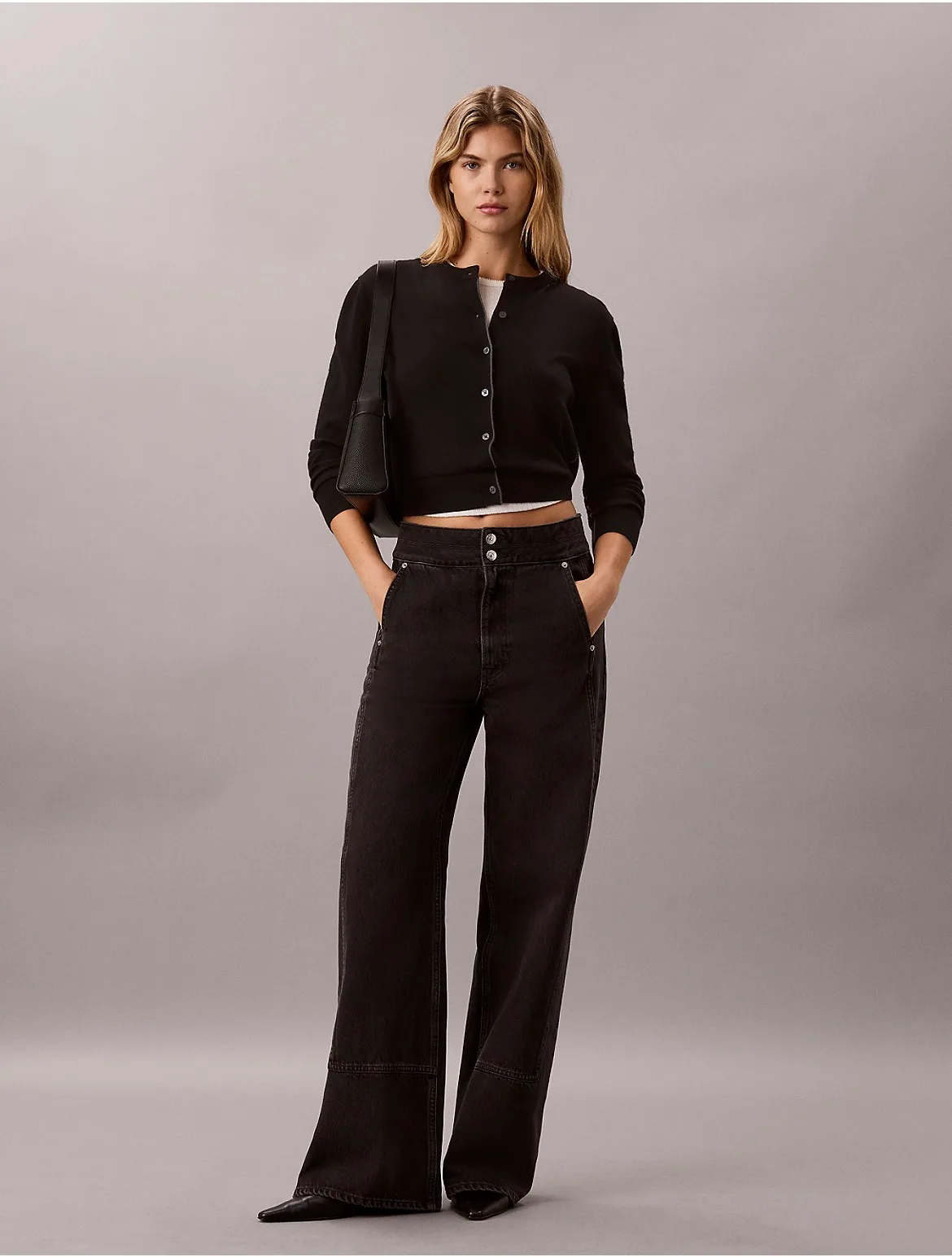 Seamed Wide Leg Jeans by Calvin Klein