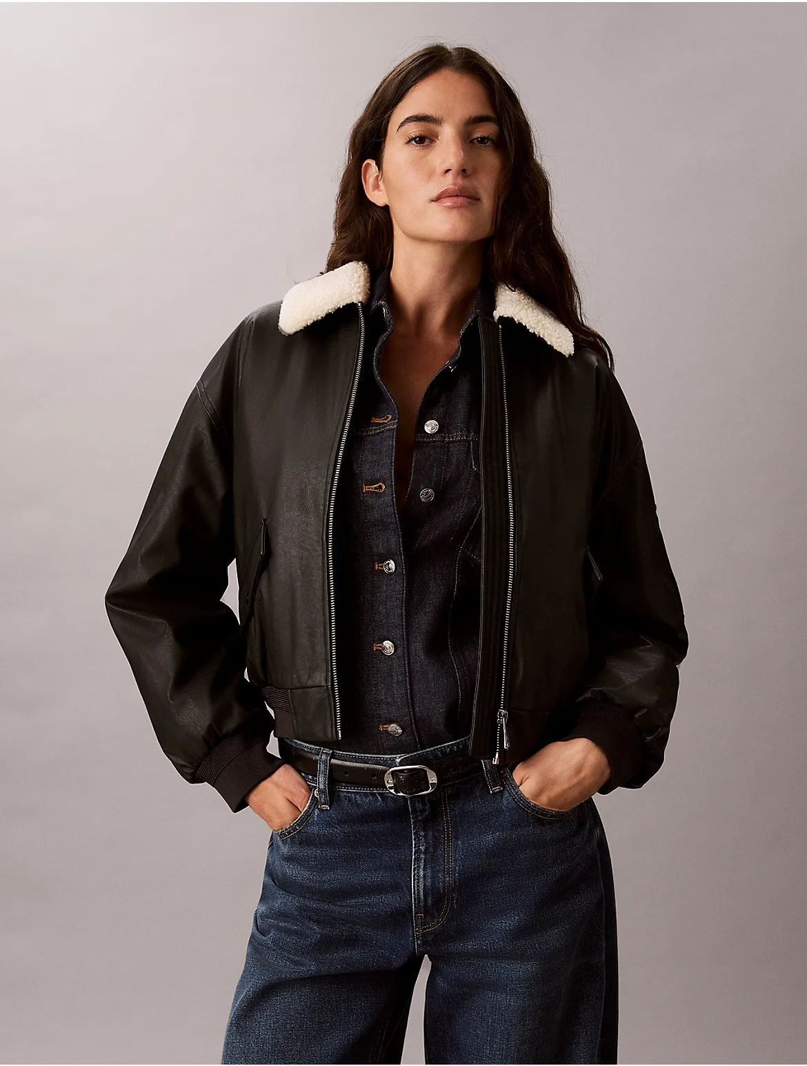 Sherpa Collar Padded Bomber Jacket