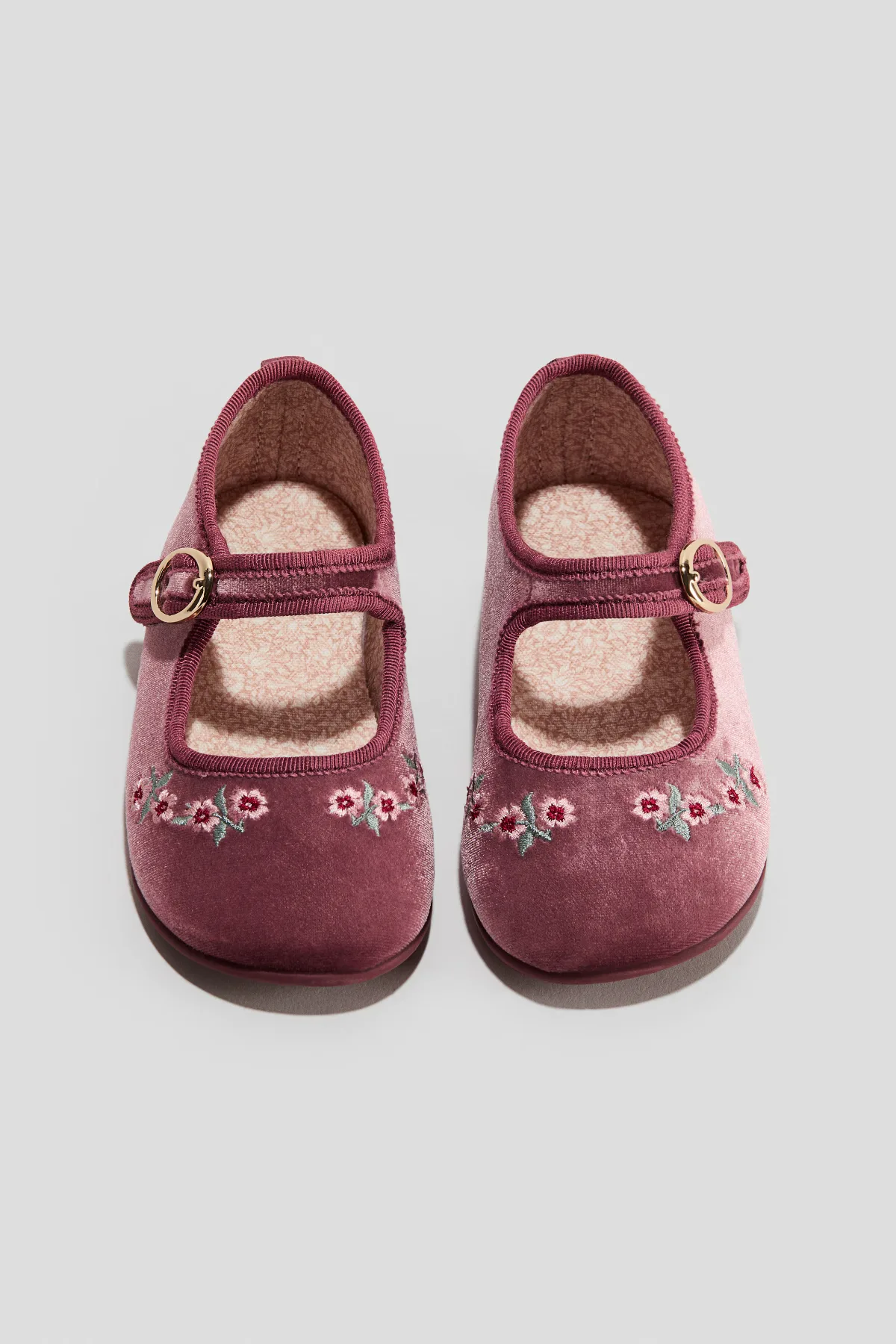 Embroidery-Detail Velour Mary Janes by H&M