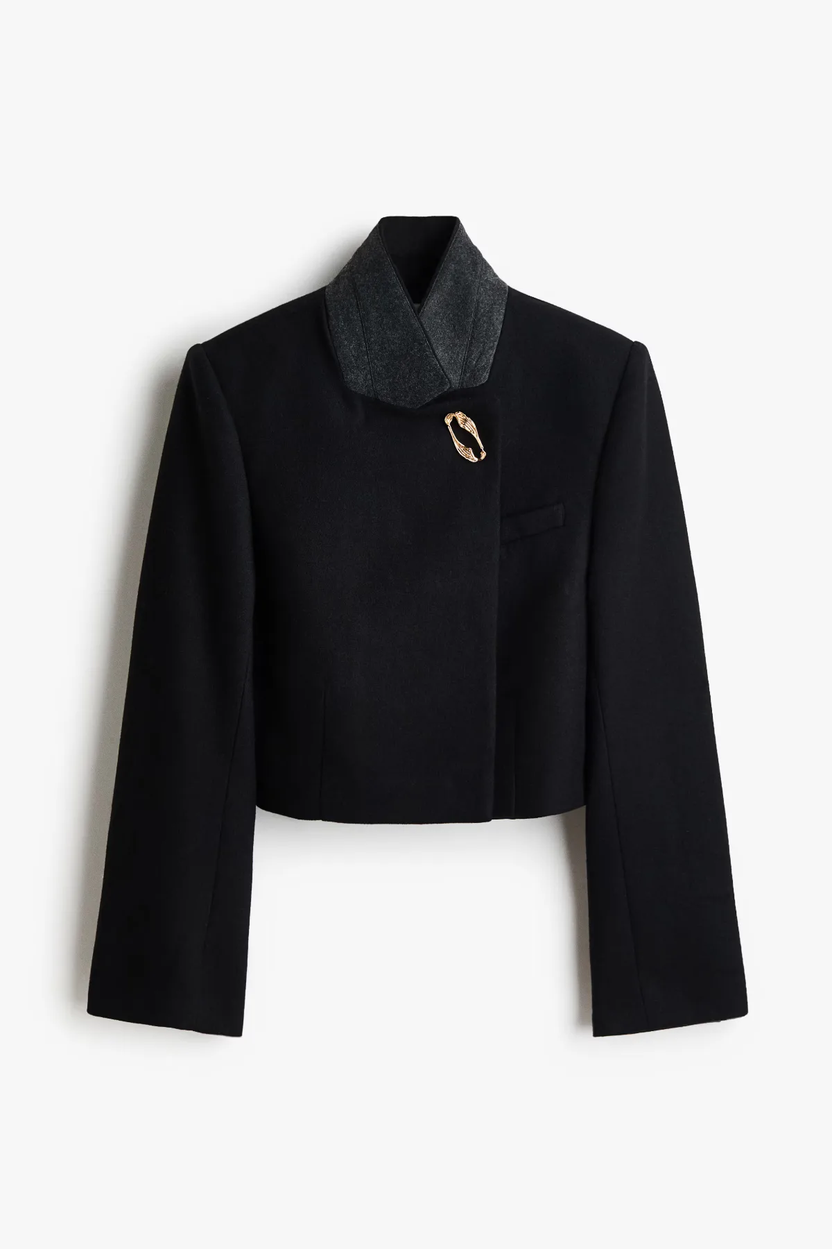 Wool-Blend Brooch-Detail Blazer by H&M