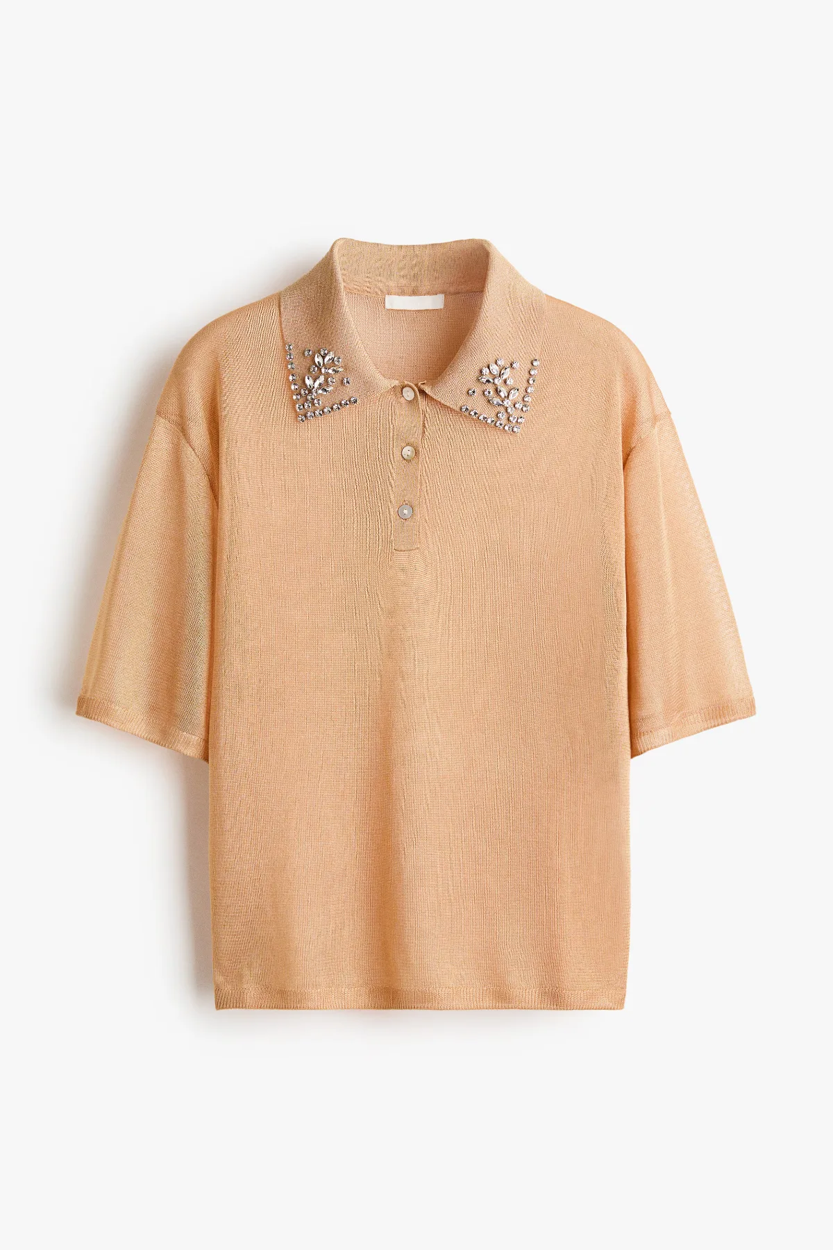 Embellished Fine-Knit Polo Shirt by H&M