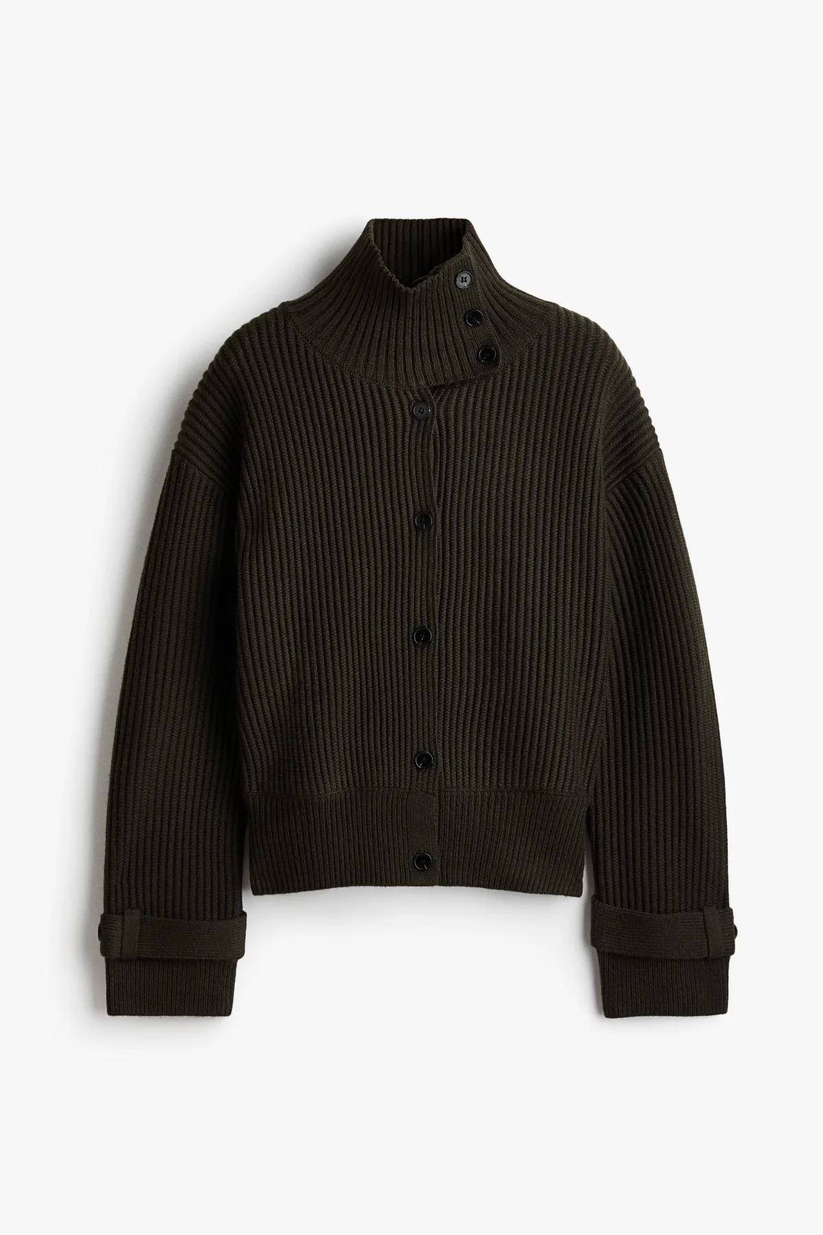 Button-Detail Turtleneck Cardigan by H&M