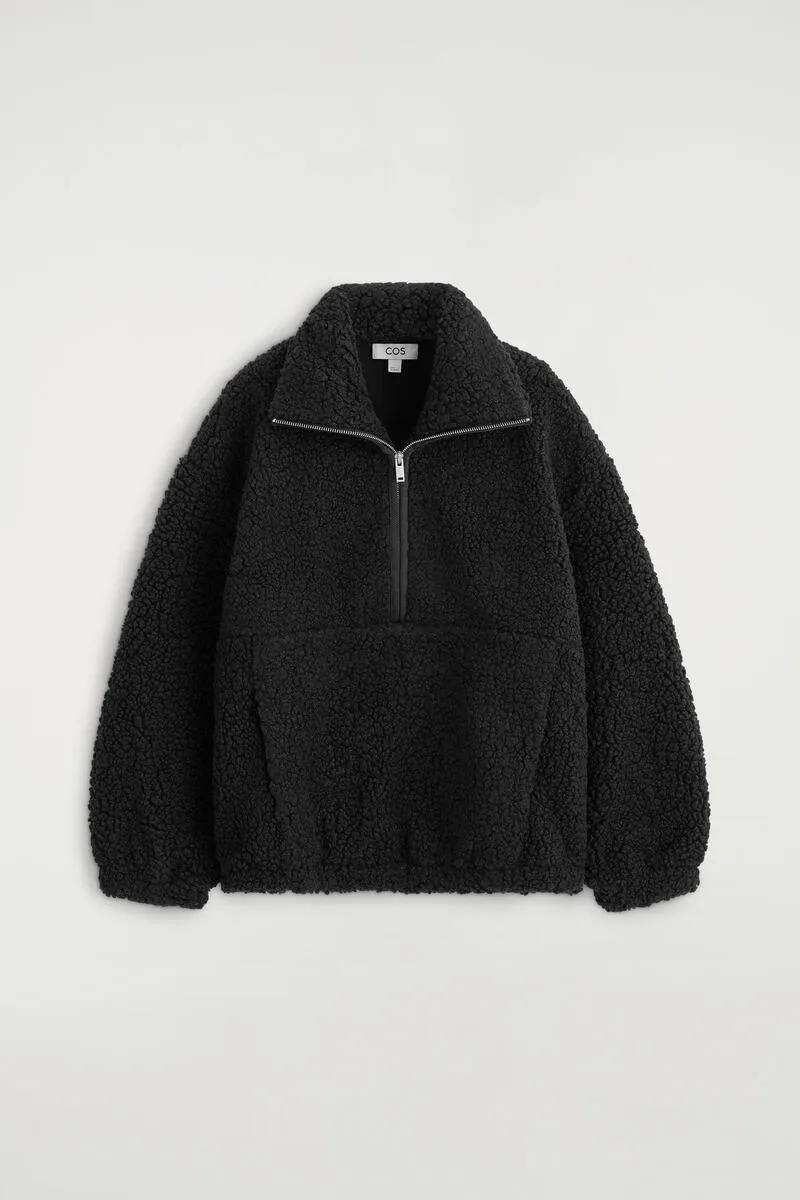 Mock-Neck Teddy Zip-Up Sweater by COS