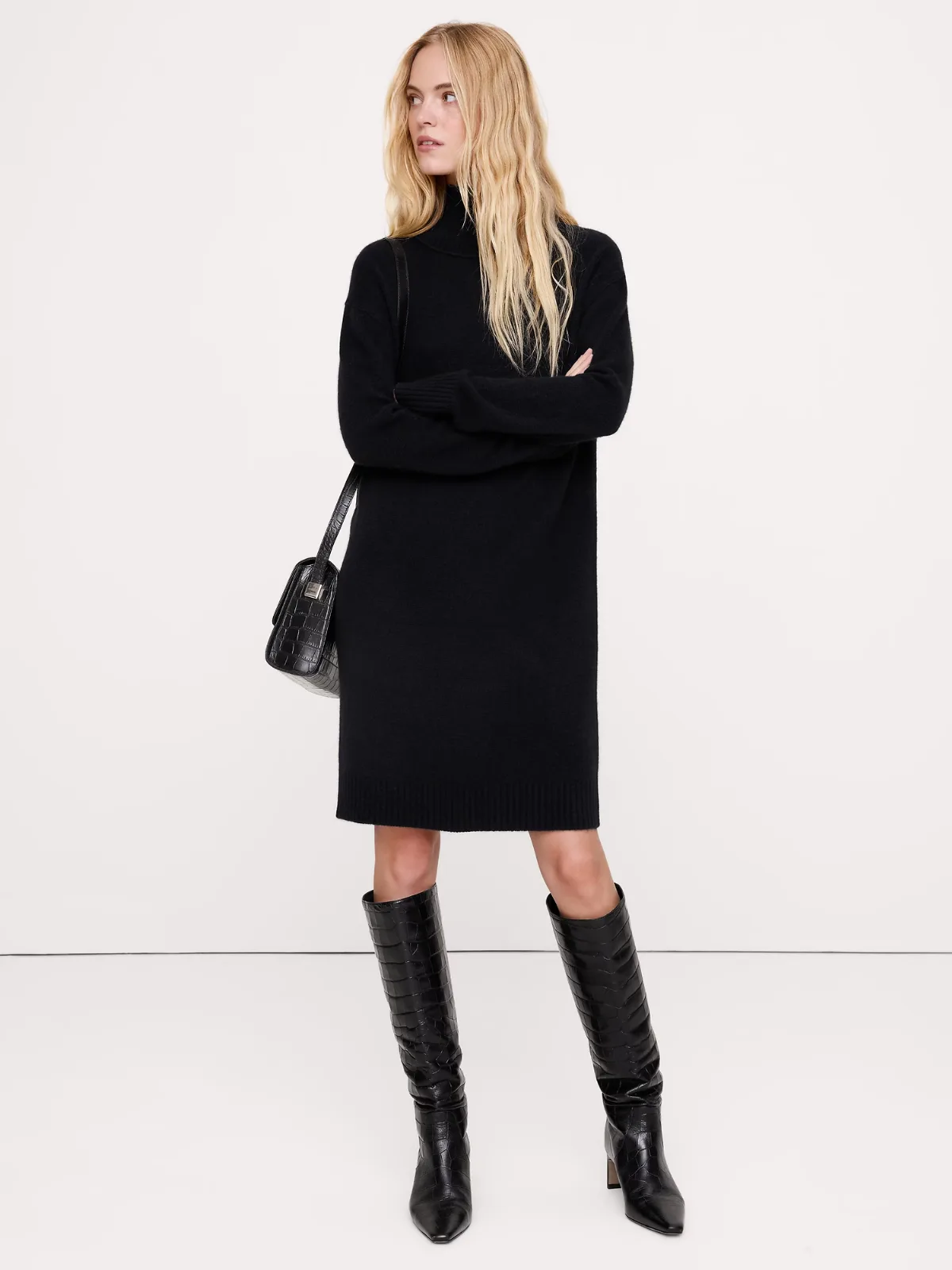 Lightweight Cashmere Turtleneck Mini Dress by Banana Republic