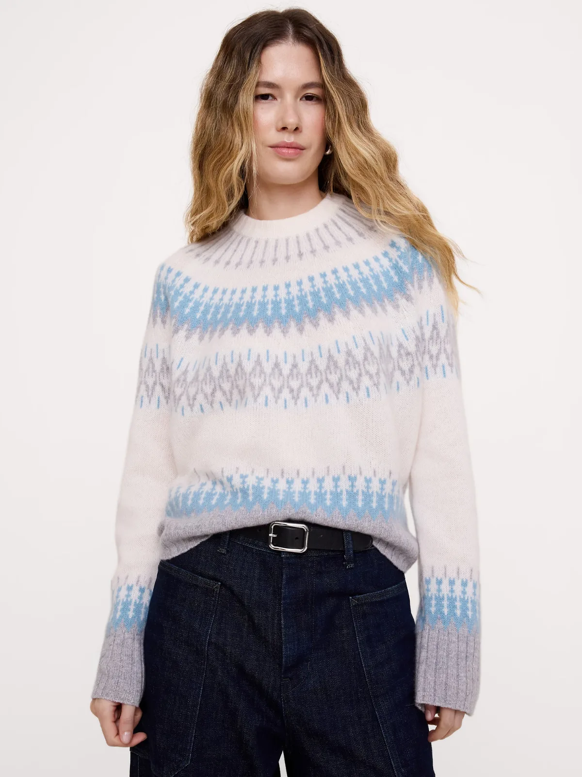Cashmere Fair Isle Crew-Neck Sweater by Banana Republic