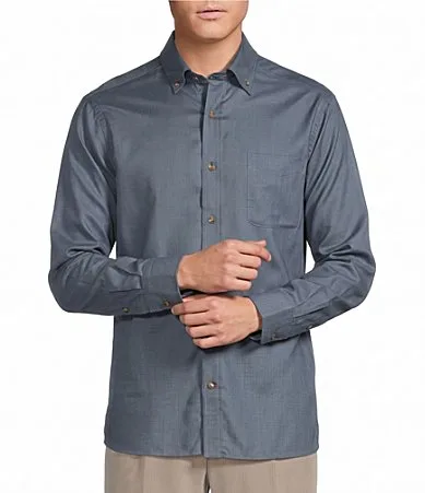 Blue Label Madison Avenue Collection Heather Long Sleeve Woven Shirt