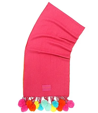 Double Faced Pom Oblong Scarf by Kurt Geiger