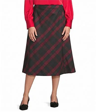 Holiday Plaid Pull on Ponte Maxi Skirt by Investments