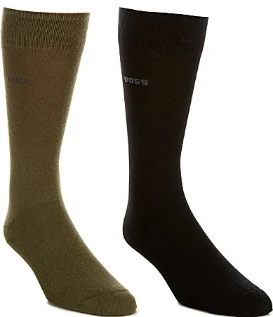 RS Uni Logo Solid Crew Socks 2-Pack by Hugo Boss