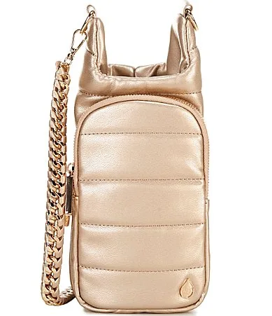 Soft Gold Vegan Leather HydroBag Water Bottle Crossbody Bag by Wanderfull