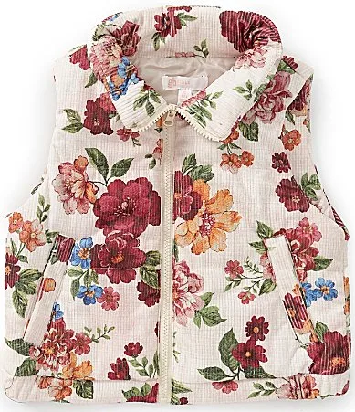 Floral Bloom Corduroy Puffer Vest by GB