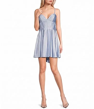 Sleeveless Bow Back Corseted Satin Dress by Honey and Rosie