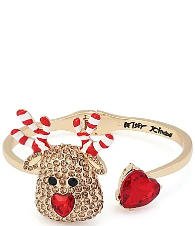 Christmas Reindeer Candy Cane Bangle Bracelet by Betsey Johnson