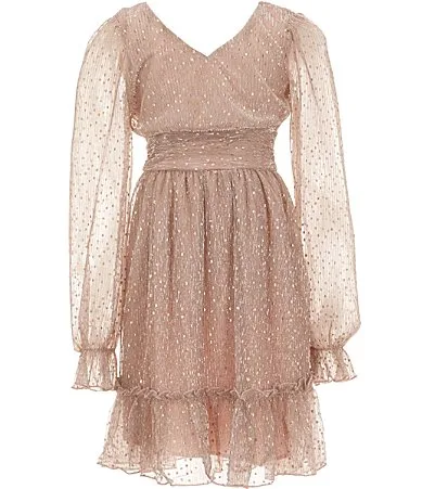 Long-Sleeve Lurex-Dot Dress by Allison & Kelly